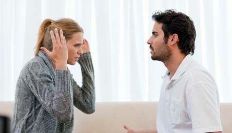 A women and a man arguing on a topic